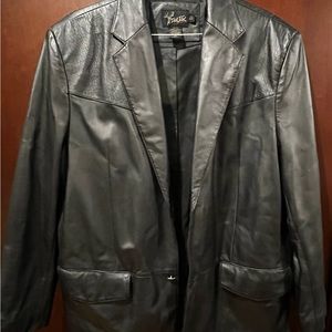 Men’s Black 100% Leather Blazer Jacket